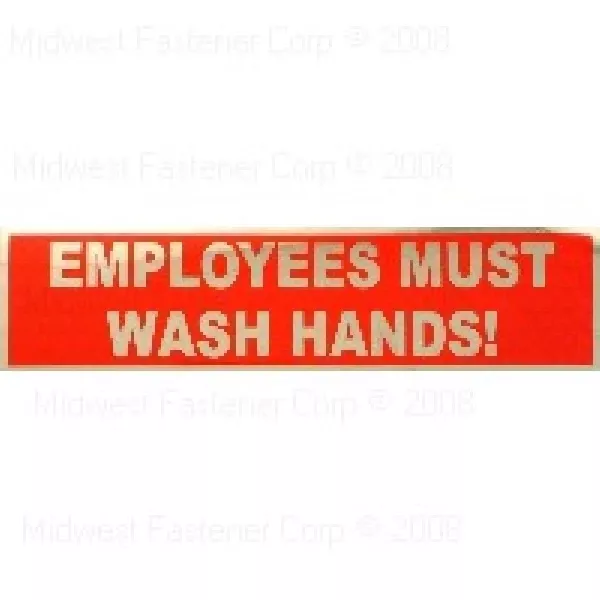 2 X 8 Mylar Employees Must Wash Hands Peel & Stick Sign For Workplace Safety
