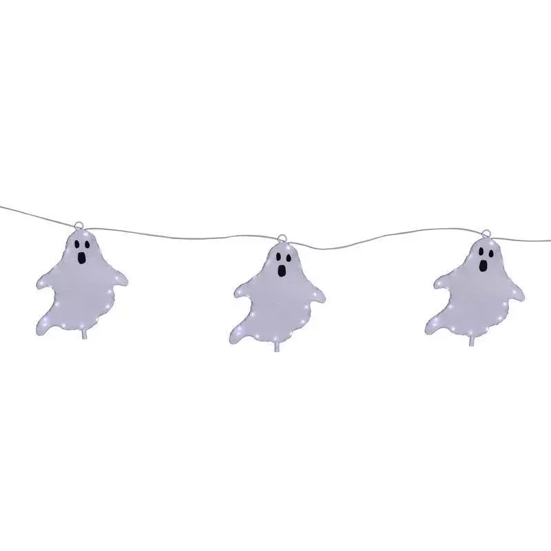 Celebrations Halloween White 16 in. LED 3 Ghost with stake Halloween