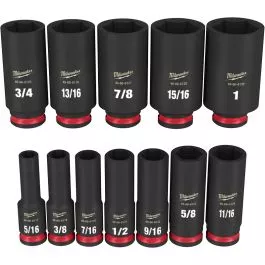 Milwaukee 12pc SHOCKWAVE Impact Duty 3/8" Drive SAE Deep 6 Point Socket Set