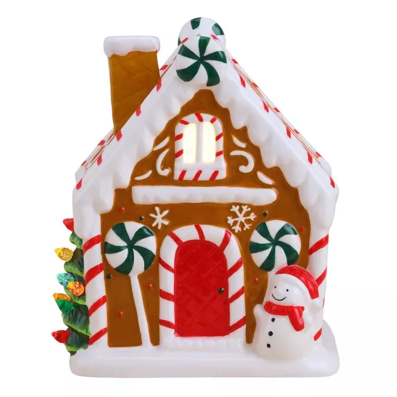 Mr. Christmas LED Brown Ceramic Gingerbread House Christmas Village 7
