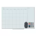U Brands 35 x 23 Floating Glass Dry Erase Undated One Month Calendar - White